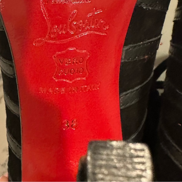 Christian Louboutin Black Leather and Suede Inverness Booties Size 38 - Picture 7 of 8